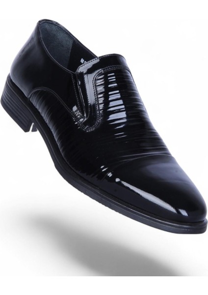 525 Siyah Rugan Kauçuk %deri Erkek Klasik Ayakkabı