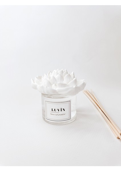 Beyaz Gül Büyük Seramik / Taş Çiçek Oda Kokusu 50 ml fiyatları