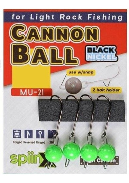 Cannon Ball Mafsallı Yeşil Uv Jig Head