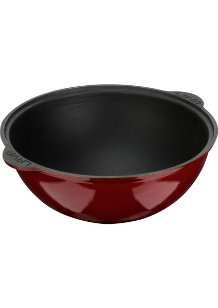 Döküm Yuvarlak Özbek Kazanı / Tencere. Döküm Demir Yekpare Kulplu ÇAP(Ø)28CM.-BORDO fiyatları
