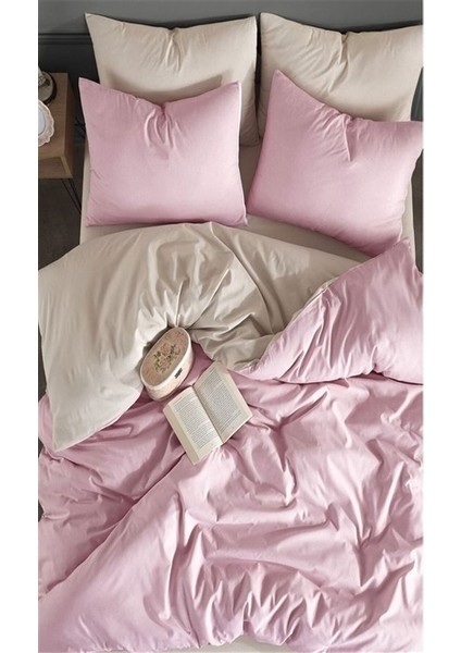 Tek Kişilik Lastikli Çarşaf Nevresim Takımı Pudra Bej