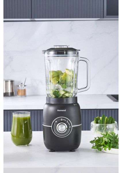 Cam Sürahi ile 1,5l Tablo Blender, Siyah, Pratik ve Şık Tasarım