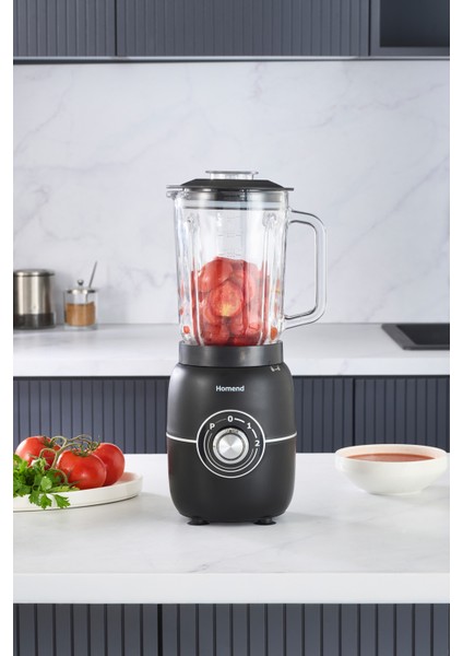 Cam Sürahi ile 1,5l Tablo Blender, Siyah, Pratik ve Şık Tasarım