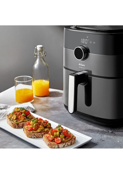 6 Litre Yağsız Fritöz Airfryer, Gümüş Veya Siyah, Geniş Kapasite fiyatları