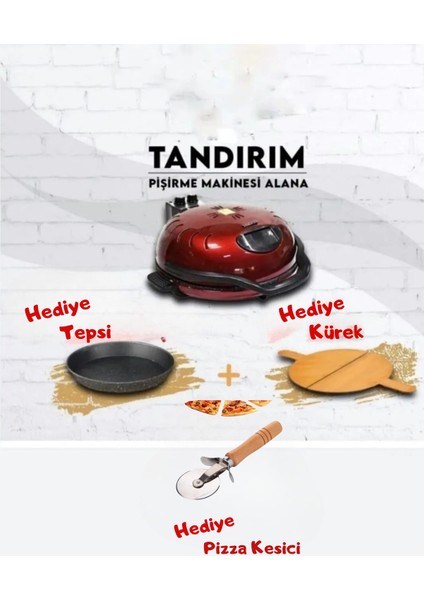 Çok Fonksiyonlu Pizza ve Ekmek Fırını, Bazalt Taşlı, Tepsi ve Kürek Hediye