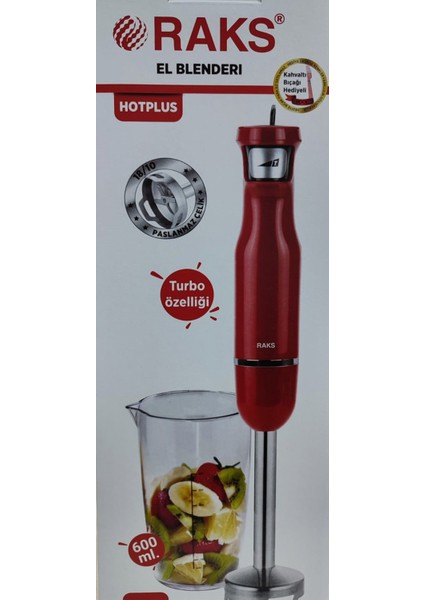 Kırmızı Turbo El Blenderi, Ölçü Kabı ve Kahvaltı Bıçağı Hediyeli modelleri