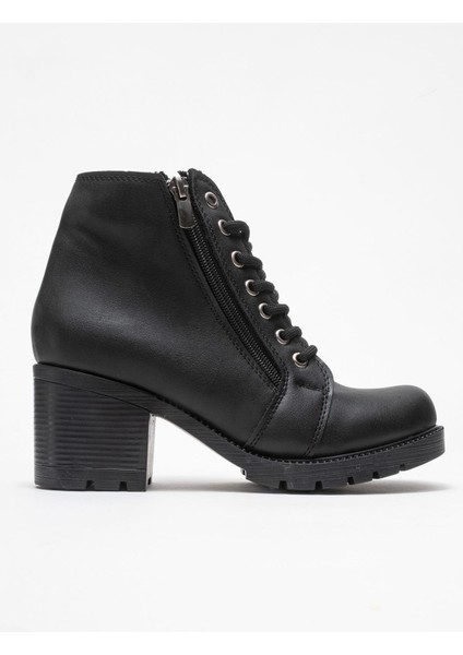 Kadın Bağcıklı Topuklu Bot Siyah Cilt fiyatları