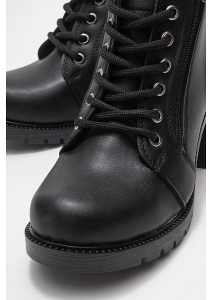 Kadın Bağcıklı Topuklu Bot Siyah Cilt modelleri