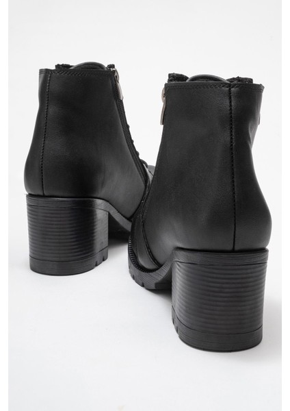 Kadın Bağcıklı Topuklu Bot Siyah Cilt fırsatları