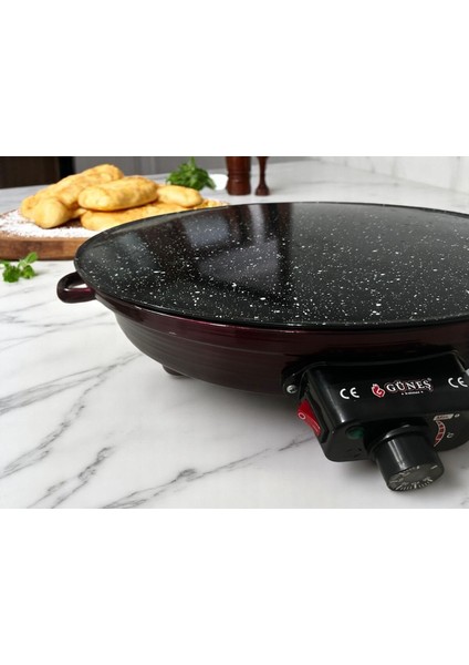 2000W Elektrikli, Termostatlı, 50 cm Granit Emaye Sac, Ekmek, Gözleme, Börek ve Katmer Için