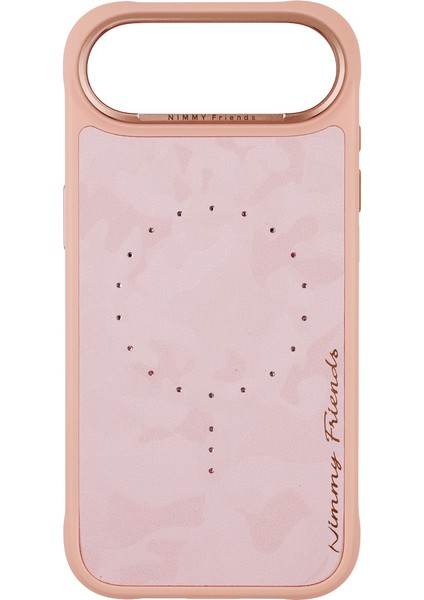 iPhone 17 Air Uyumlu Magsafe Özellikli Keten Kumaş Taş Detaylı Magnetic Fashion Kılıf 04