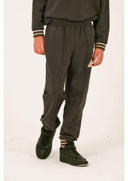 Unisex Çocuk Baskı Detaylı Eşofman Altı - Haki fiyatları