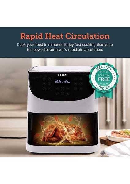 5.5l Xxl Beyaz Dijital Sıcak Hava Fritözü, LED Dokunmatik Ekranli fiyatları