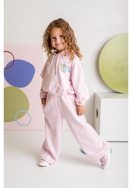 Kız Çocuk Düz Paça Fırçalı Tek Alt - Pembe