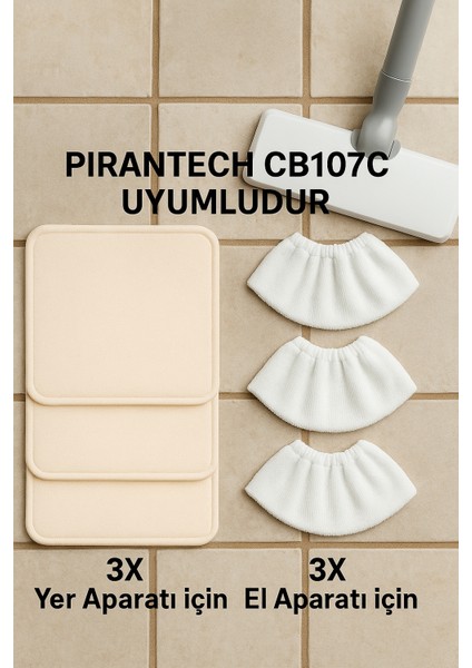 Pirantech CB107 C Buharlı Temizlik Makinesi Uyumlu Yedek Mikrofiber Bez Seti fırsatları