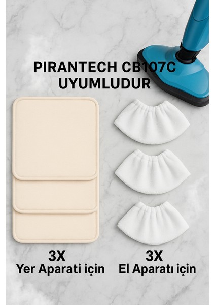 Pirantech CB107 C Buharlı Temizlik Makinesi Uyumlu Yedek Mikrofiber Bez Seti indirimleri