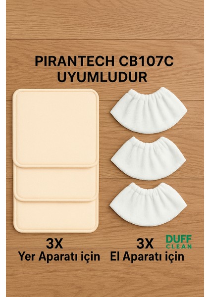 Pirantech CB107 C Buharlı Temizlik Makinesi Uyumlu Yedek Mikrofiber Bez Seti