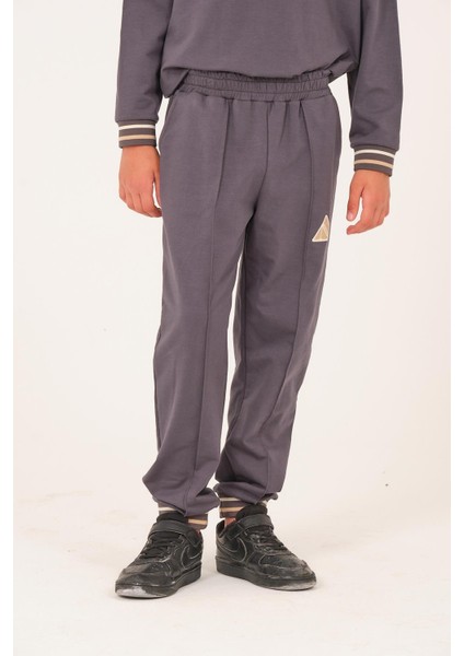 Unisex Çocuk Baskı Detaylı Eşofman Altı - Antrasit