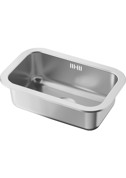 Tek Gözlü Eviye, Paslanmaz Çelik, 47X30 cm