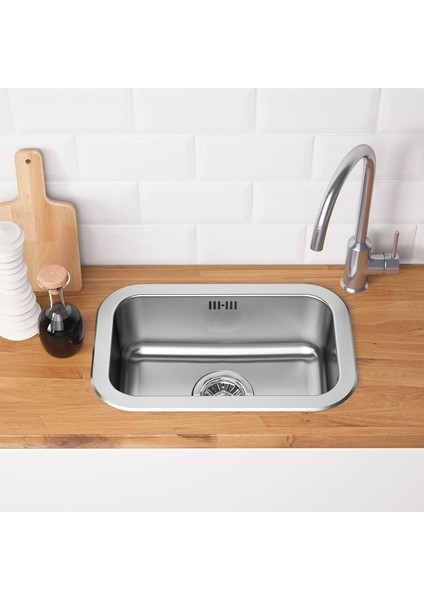 Tek Gözlü Eviye, Paslanmaz Çelik, 47X30 cm modelleri