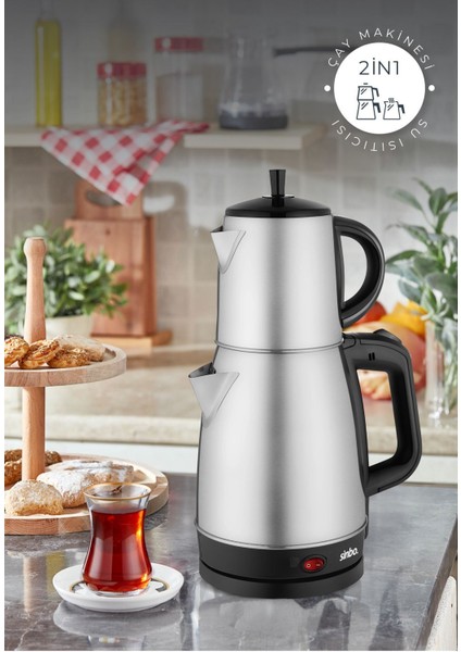 Gri Elektrikli Çay Seti, Hızlı ve Kolay Demleme Keyfi