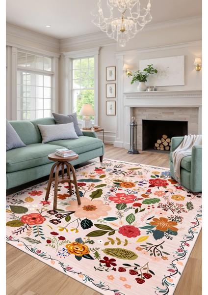 Dekoratif Yıkanabilir, Kaymaz Tabanlı, Modern Salon Oturma Odası Halısı - FR143