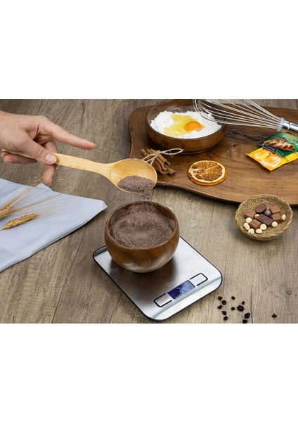 5 kg Dijital Mutfak Tartısı, Hassas Ölçüm, Otomatik Kapanma, Pil Dahil, Inox Gövde