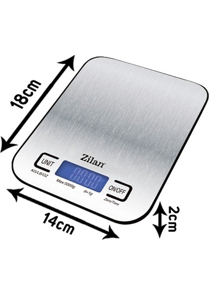 5 kg Dijital Mutfak Tartısı, Hassas Ölçüm, Otomatik Kapanma, Pil Dahil, Inox Gövde indirimleri