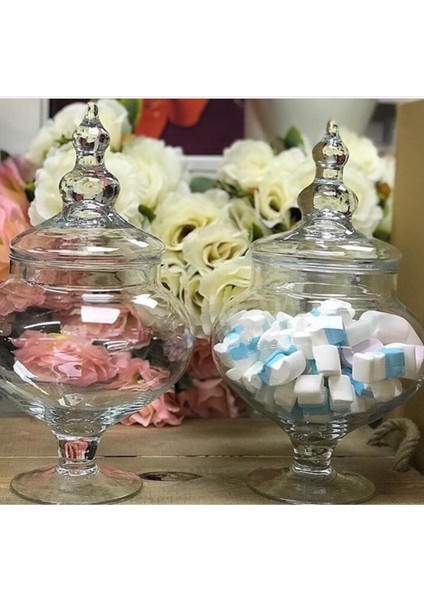 Şeffaf Ayaklı Cam Kurabiyelik ve Sunum Fanusu, 33 Cm, 1 Adet