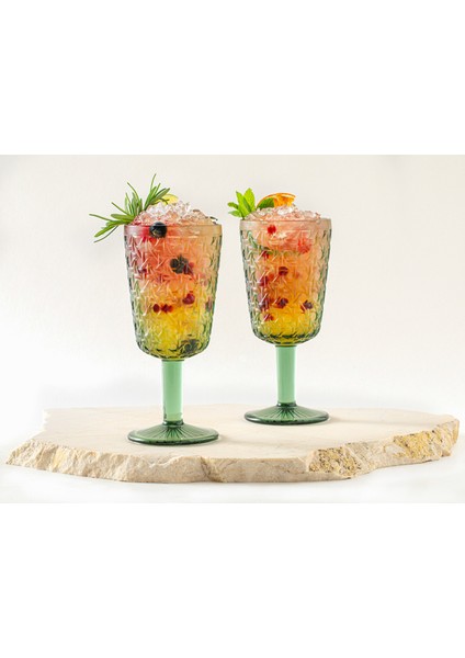 Koyu Yeşil Cam Kadeh Çift Seti, Zarif ve Şık Ev Dekorasyonu Parçası