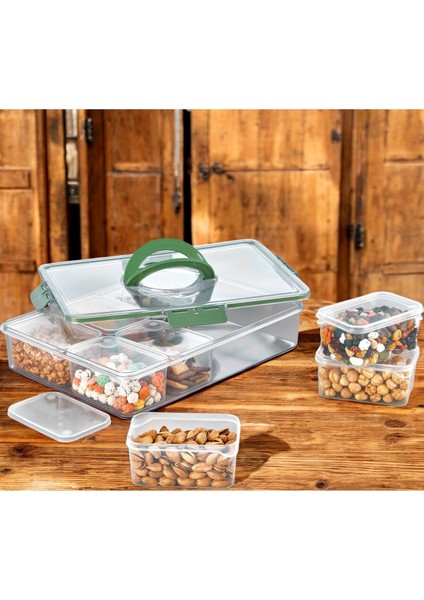 8 Bölmeli Kapaklı Saklama Kabı Seti, Çok Amaçlı ve Kulplu, Düzenleyici, Beyaz fiyatları