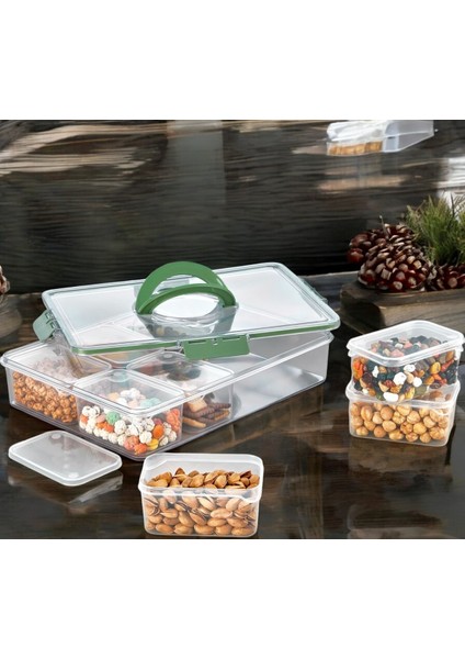 8 Bölmeli Kapaklı Saklama Kabı Seti, Çok Amaçlı ve Kulplu, Düzenleyici, Beyaz modelleri