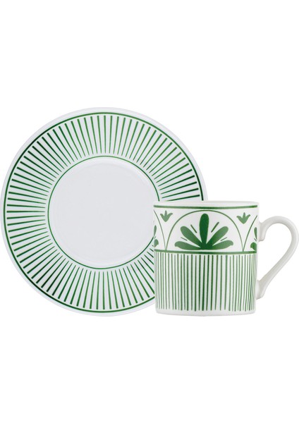 2 Kişilik Yeşil Seramik Kahve Fincan Takımı, 90 Ml, Şık ve Kullanışlı Tasarım