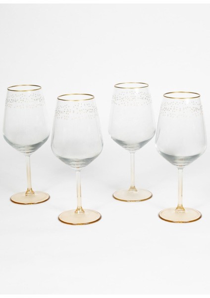 Şık 4'lü Su Kadehi Seti, Amber Renk, 490 Cc, Yılbaşı Temalı, Zarif Tasarım