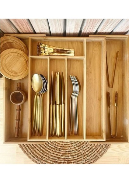 Ayarlanabilir Bambu Çekmece Içi Kaşıklık, Düzenli ve Şık Saklama Çözümü modelleri
