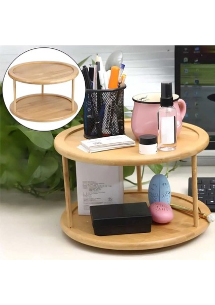 Döner Sunumluk Organizer, 2 Katlı Baharatlık, 360 Derece Döner, Kahverengi indirimleri