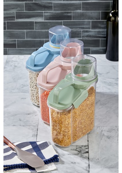 3'lü 2l Contalı Saklama Kabı, Ölçekli Bakliyat Düzenleyici, Mavi Renk indirimleri