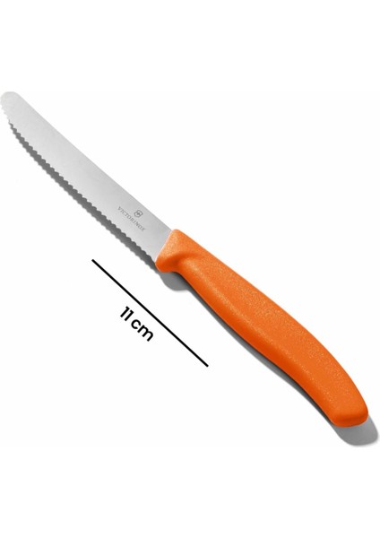 Turuncu Tırtıklı Domates ve Sosis Bıçağı, 11 Cm, Şık ve Kullanışlı Tasarım fırsatları