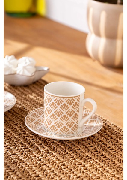 Şık 2 Kişilik Bej Kahve Fincan Takımı, 90 Ml, Modern Tasarım modelleri