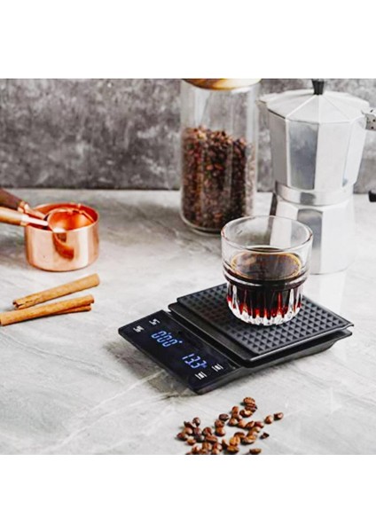 Siyah Dijital Kahve Tartısı 3000G, Hassas Ölçüm ve Şık Tasarım ile Kullanıma Hazır