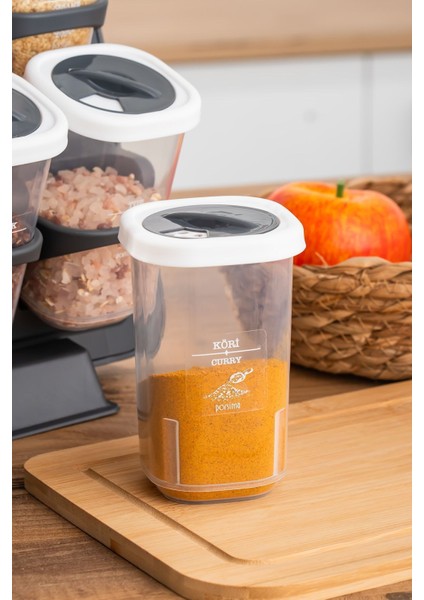 8'li Kendinden Yapışkanlı Baharatlık Seti, Döner Kapaklı, Tezgah Üstü indirimleri