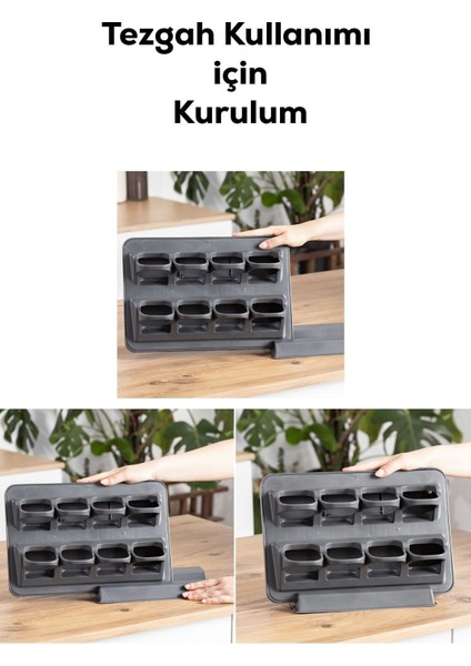 8'li Kendinden Yapışkanlı Baharatlık Seti, Döner Kapaklı, Tezgah Üstü