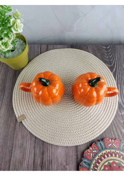 Turuncu 2'li Kabak Kupa Seti, Çay ve Kahve Için Şık Tasarım modelleri