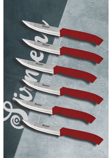 6 Parça Günlük Mutfak Bıçak Seti, Sebze, Et, Ekmek, Kırmızı modelleri