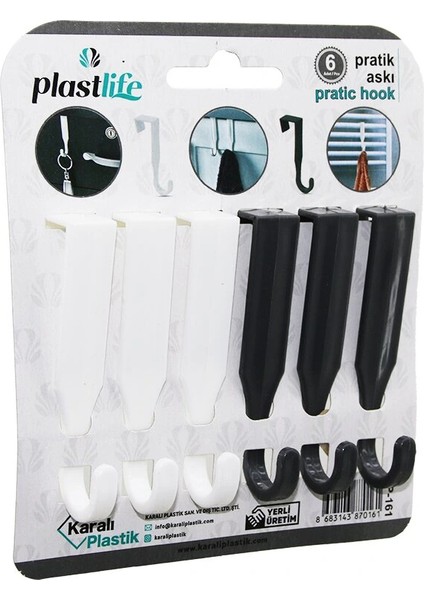 6pcs - Tek Kollu Çok Amaçlı - Tak Çıkar Pratik Plastik Askı (4887)