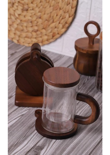 Şık ve Kullanışlı Akasya Bardak Altlığı Seti, Tepsi ve Standlı Tasarım fırsatları