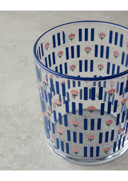 Retro Bahçe Cam 2'li Bardak Seti, Mavi ve Pembe Renk Seçenekleri modelleri