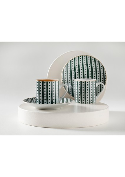 4'lü Kahve Fincan Takımı, 80 Ml, Yeşil, Şık ve Zarif Tasarım