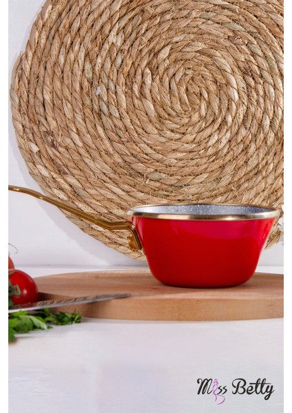 Kırmızı Granit Emaye Sos Tava 13 Cm, Şık ve Dayanıklı Mutfak Gereci