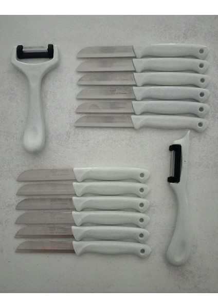 12'li Meyve ve Sebze Doğrama Bıçağı ile 2'li Soyacak Seti, Pratik Mutfak Araçları